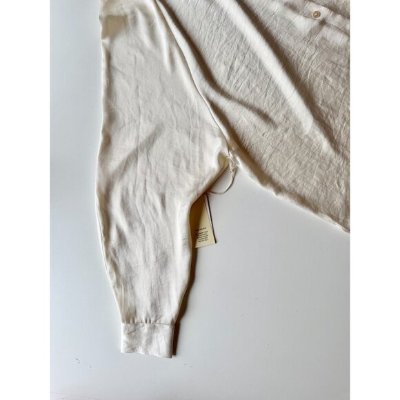 NWT Aritzia WILFRED Ivory Satin Boyfriend Button-Up Shirt Blouse, Size XS - Picture 8 of 13